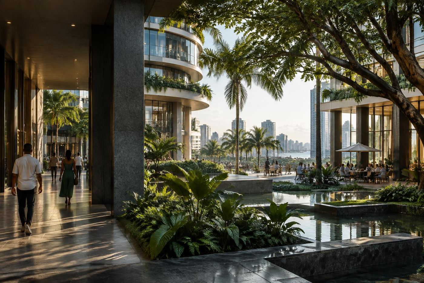 Contemporary mixed-use architecture in a landscaped Durban setting